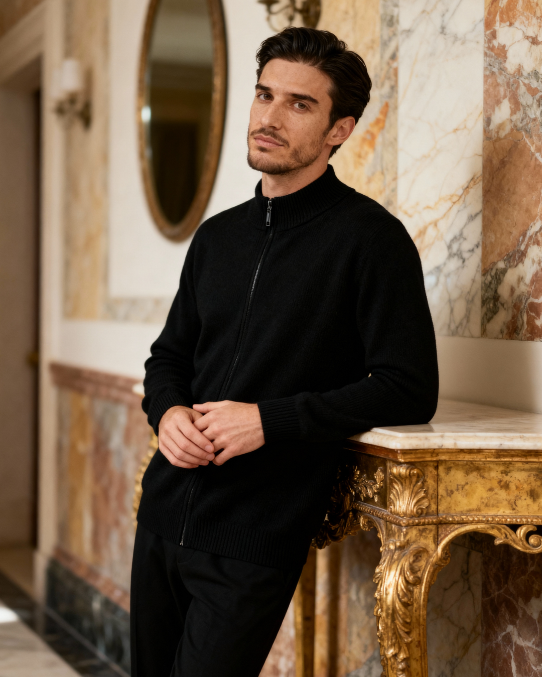 Maglione Uomo con Zip Tessuto Morbido Vestibilità Comoda - Vesarelli