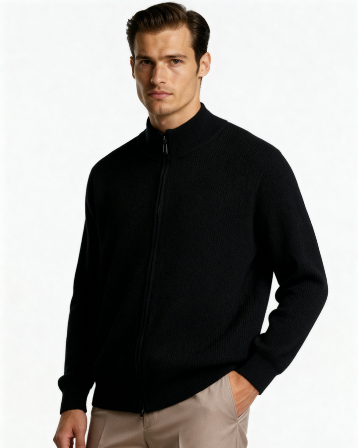 Maglione Uomo con Zip Tessuto Morbido Vestibilità Comoda