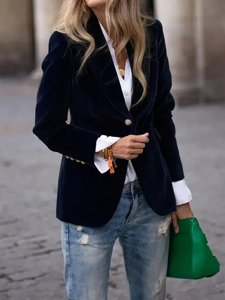 Blazer Donna in Velluto Slim con Bottoni Decorativi - Vesarelli