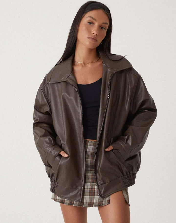 Giacca Donna Similpelle Stile Motociclista Slim - Vesarelli