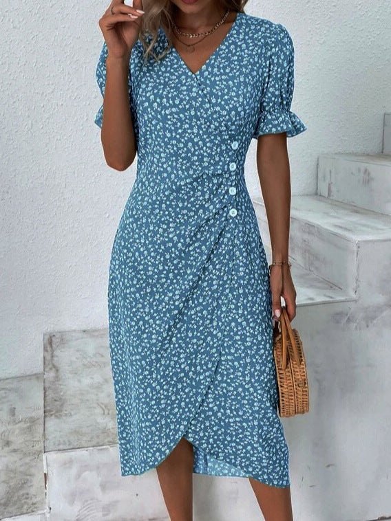 Abito Midi Donna Cotone Bottoni Stile Casual Estivo