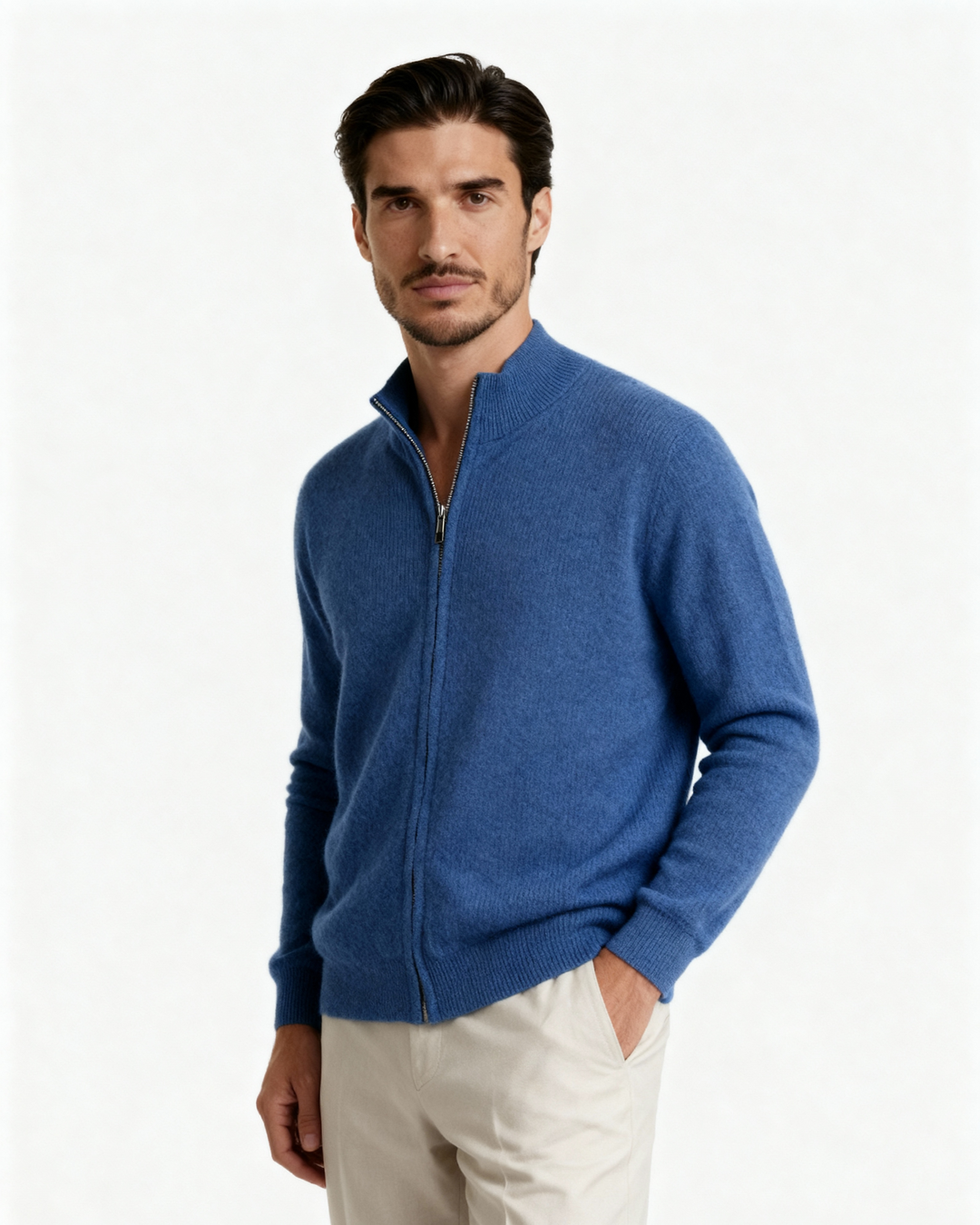Maglione Uomo con Zip Tessuto Morbido Vestibilità Comoda