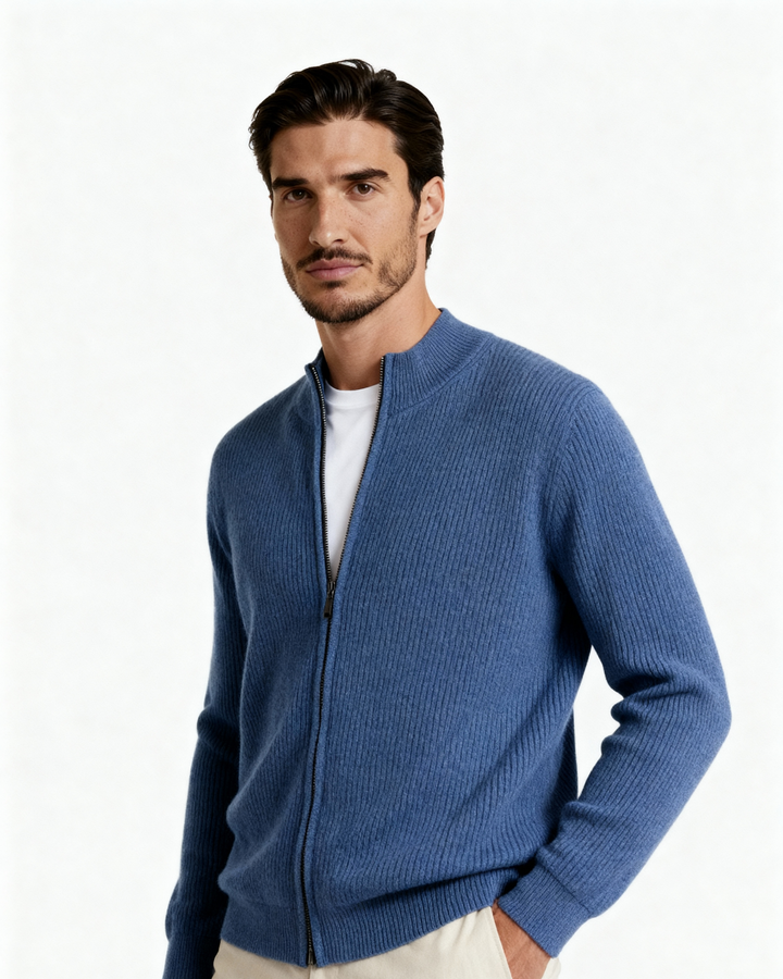 Maglione Uomo con Zip Tessuto Morbido Vestibilità Comoda