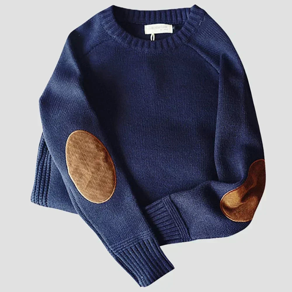 Maglione Uomo Lavorato a Maglia con Toppe sui Gomiti