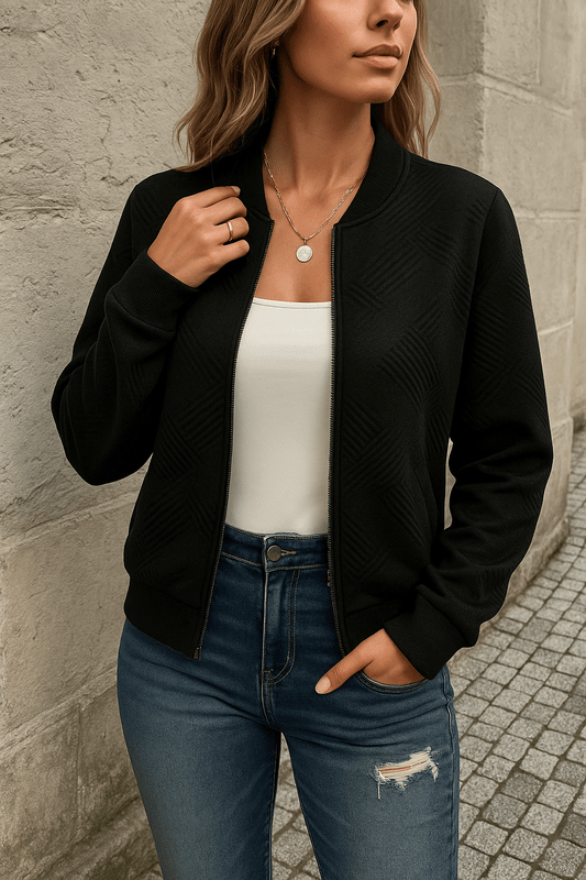 Bomber Donna Leggero in Tessuto con Cerniera Comodo - Vesarelli