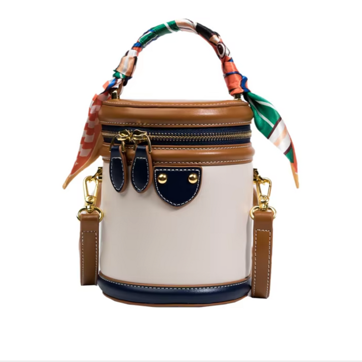 Borsa a Tracolla Cilindrica Donna con Sciarpa Decorativa - Vesarelli