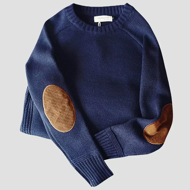 Maglione Uomo Lavorato a Maglia con Toppe sui Gomiti