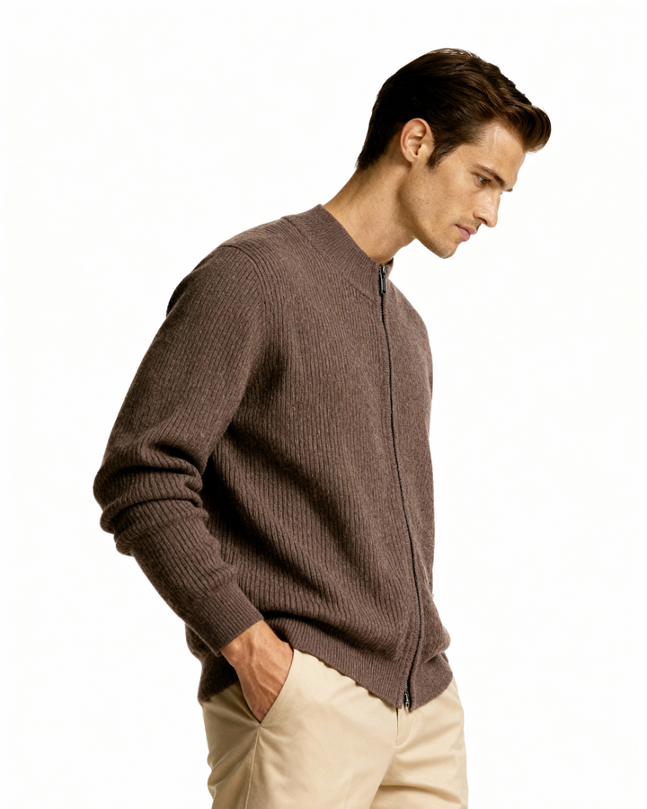 Maglione Uomo con Zip Tessuto Morbido Vestibilità Comoda