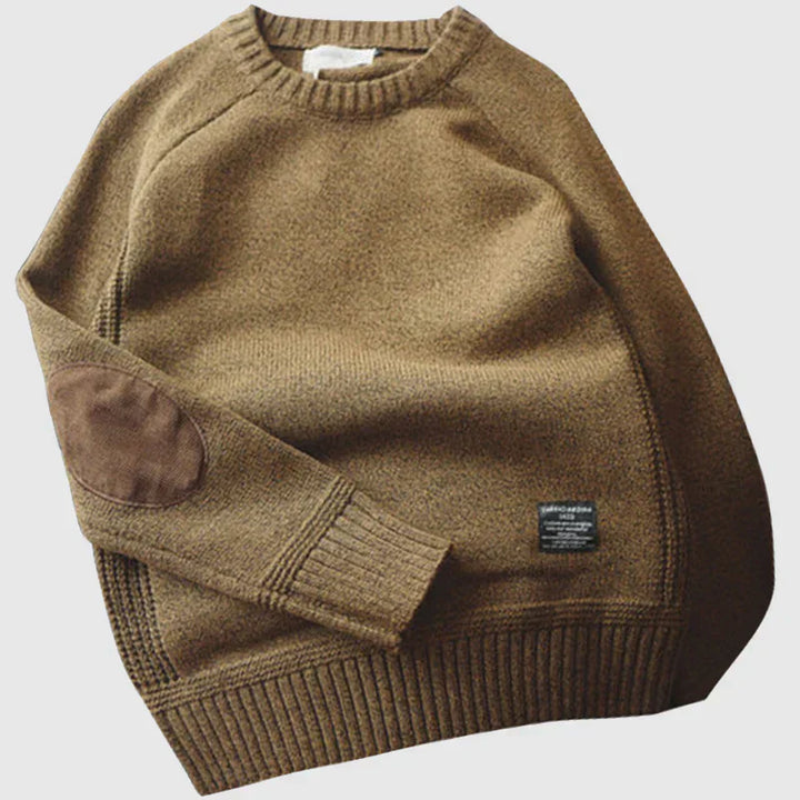 Maglione Uomo Lavorato a Maglia con Toppe sui Gomiti