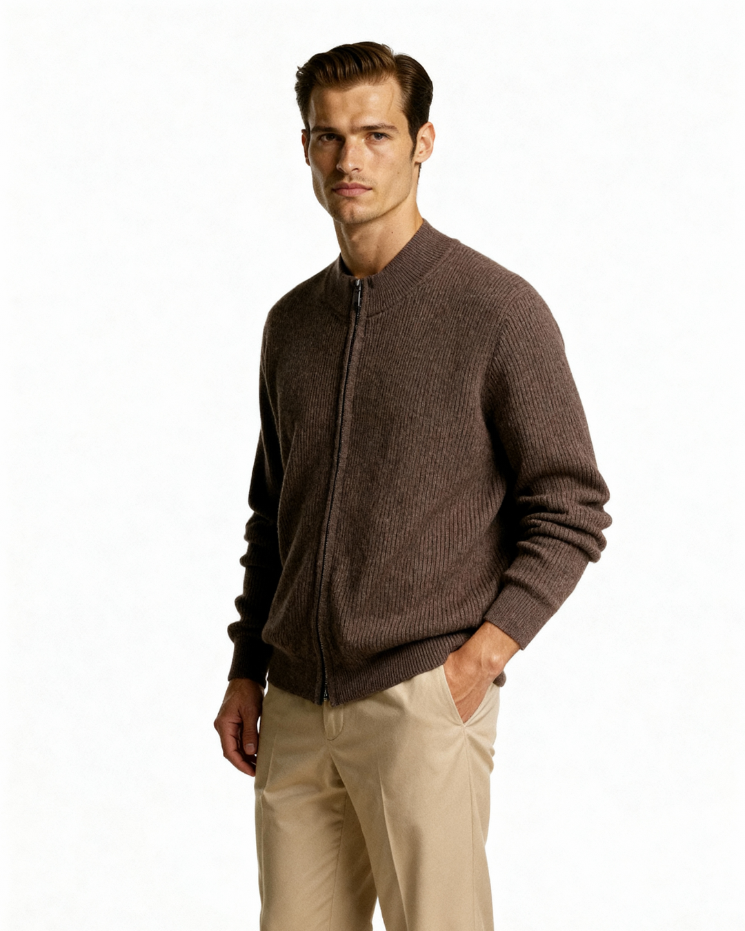 Maglione Uomo con Zip Tessuto Morbido Vestibilità Comoda