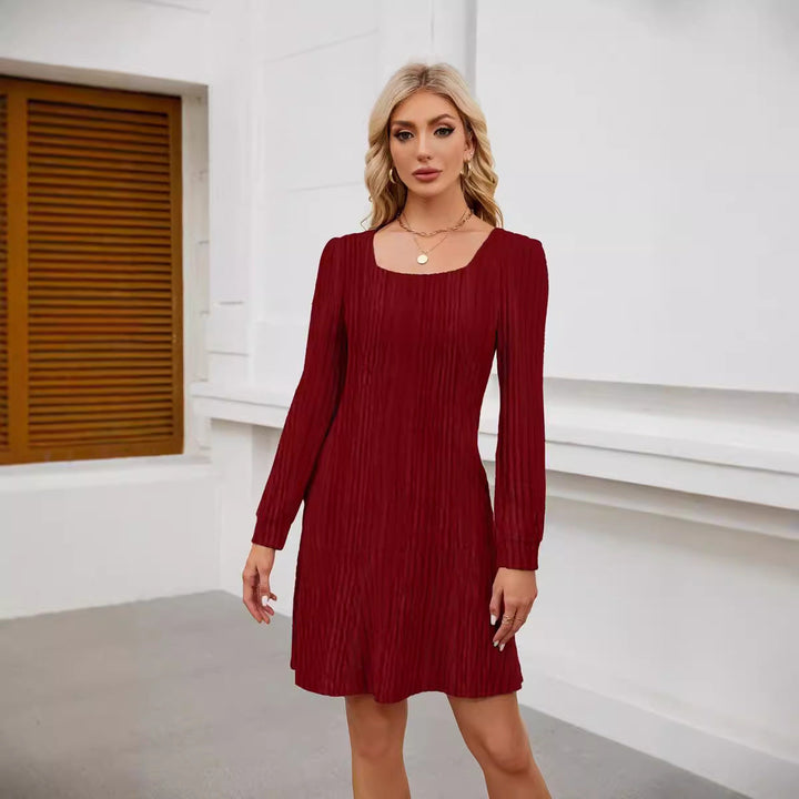 Abito Corto Donna Scollo Quadrato Maniche Lunghe