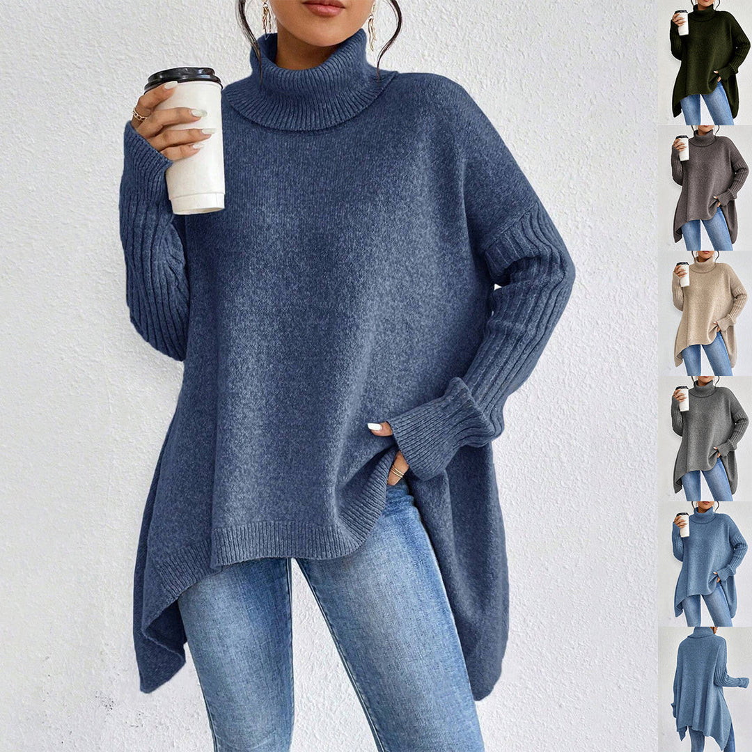 Maglione Donna Dolcevita Maglia Larga Manica Lunga Irregolare - Vesarelli
