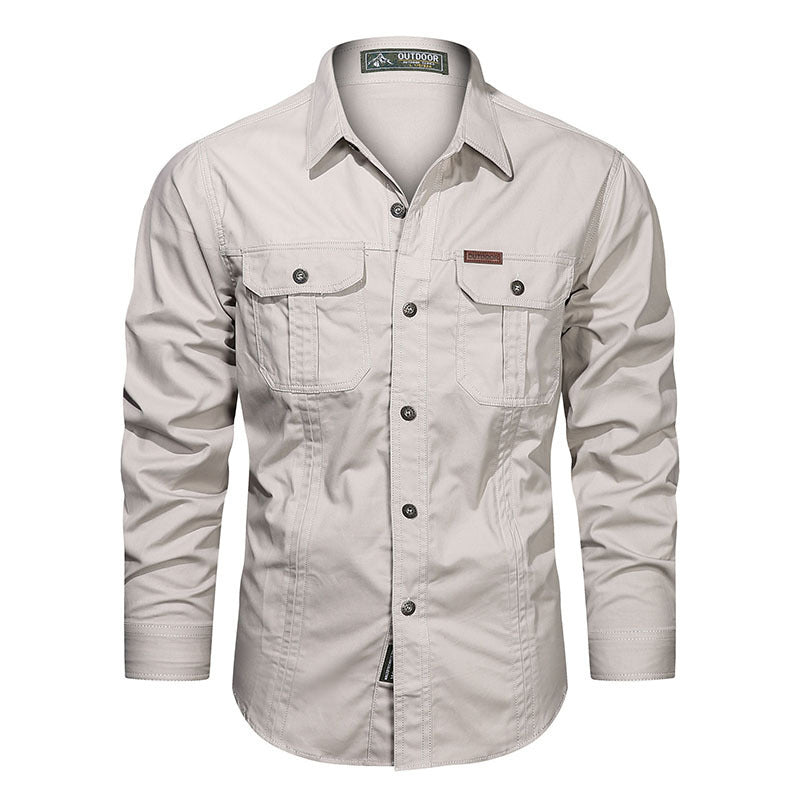 Camicia Uomo Tessuto Militare Vestibilità Regolare