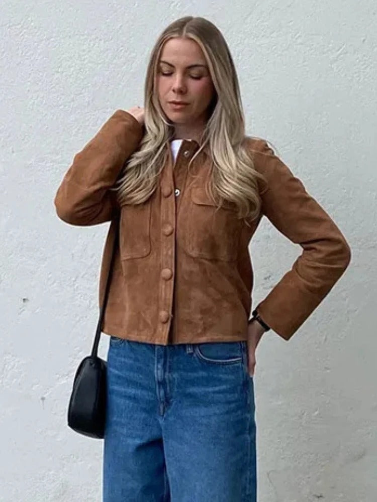 Giacca Donna in Pelle Scamosciata Capospalla Moda