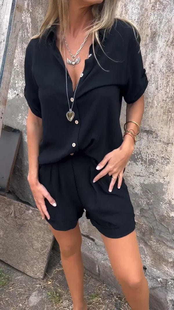 Completo Donna Camicia e Pantaloncini Leggero Casual Estivo