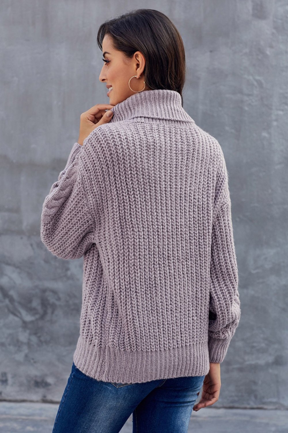 Maglione Donna Dolcevita in Maglia Trecce Spessa