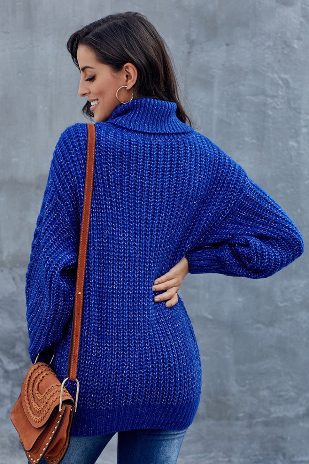 Maglione Donna Dolcevita in Maglia Trecce Spessa