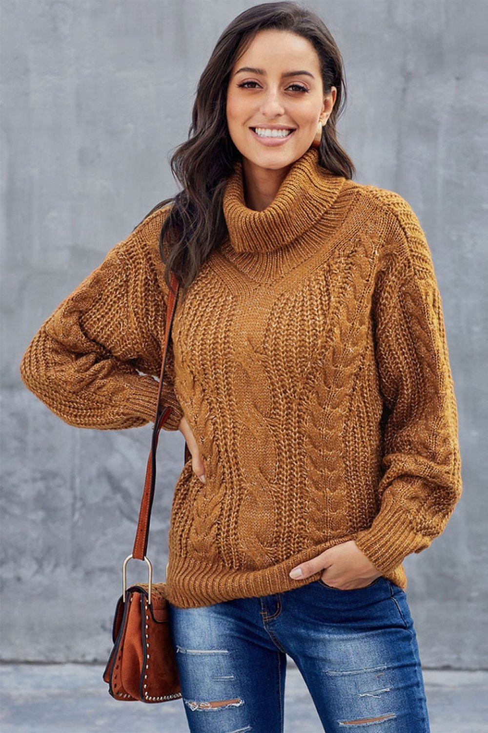 Maglione Donna Dolcevita in Maglia Trecce Spessa - Vesarelli