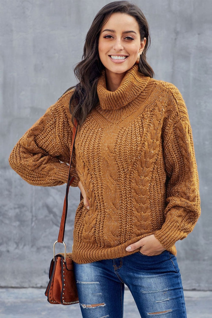 Maglione Donna Dolcevita in Maglia Trecce Spessa - Vesarelli