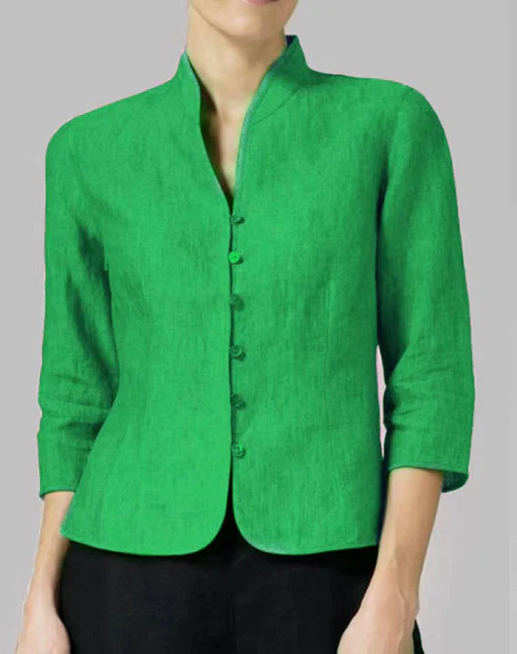 Camicetta Donna in Cotone e Lino Maniche Lunghe Stile Vintage - Vesarelli