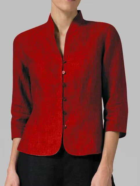 Camicetta Donna in Cotone e Lino Maniche Lunghe Stile Vintage - Vesarelli