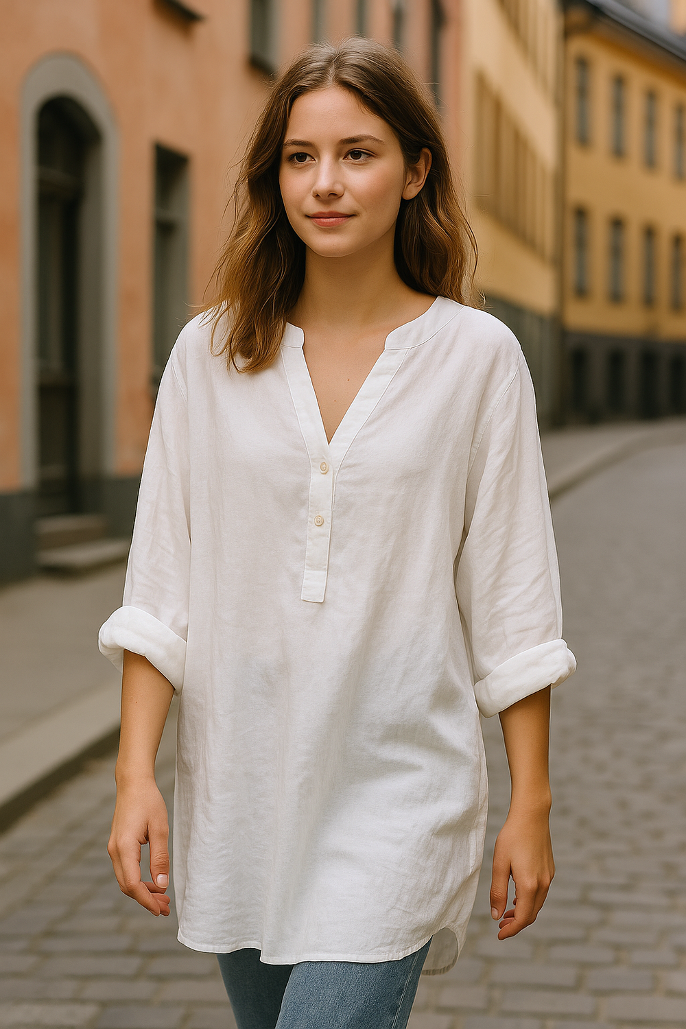 Camicia Donna Cotone Leggera Taglio Rilassato Manica Lunga Ampia - Vesarelli