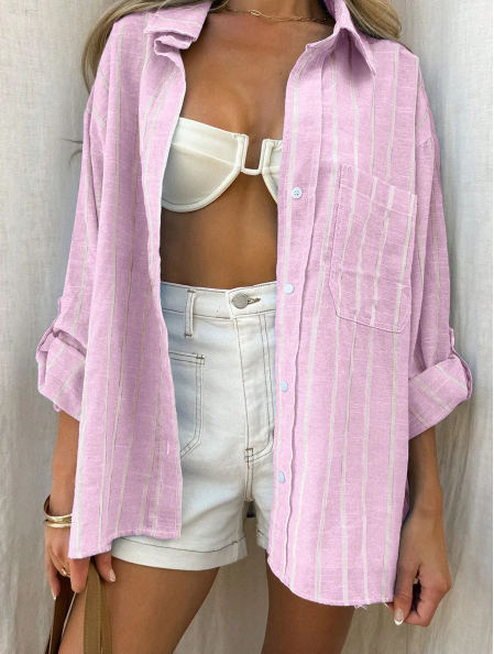 Camicia Uomo a Righe Tessuto Leggero Vestibilità Oversize - Vesarelli