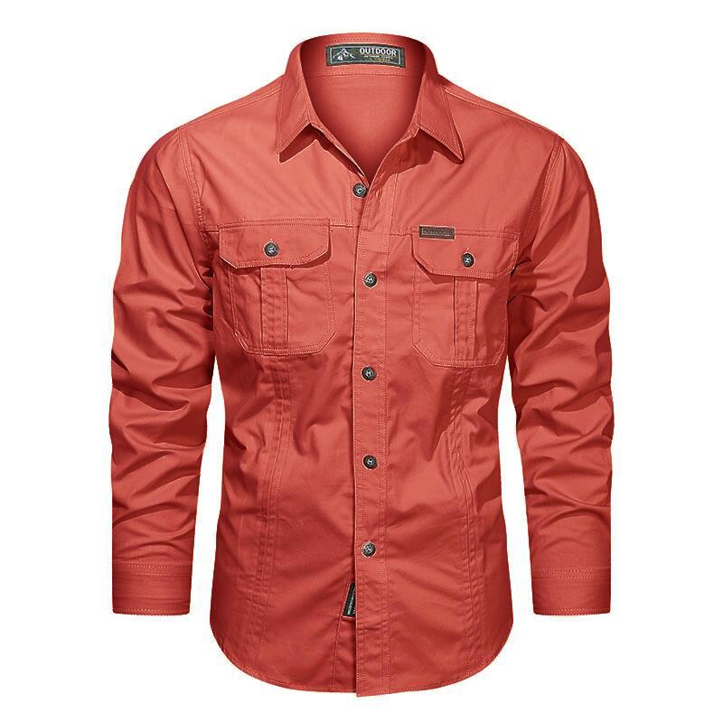 Camicia Uomo Cotone Resistente Tasche Bottoni Manica Lunga - Vesarelli