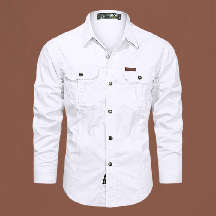 Camicia Uomo Cotone Resistente Tasche Bottoni Manica Lunga - Vesarelli