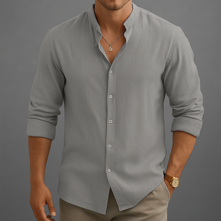 Camicia Uomo Lino Bottoni Manica Lunga Classica - Vesarelli