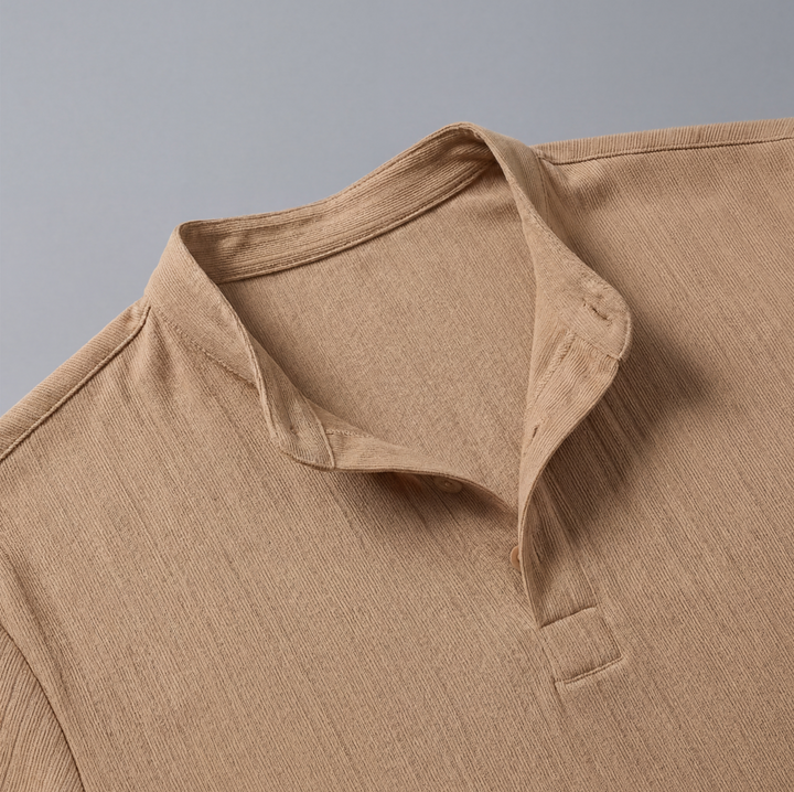 Camicia Uomo Lino Righe Manica Corta Collo Coreana - Vesarelli