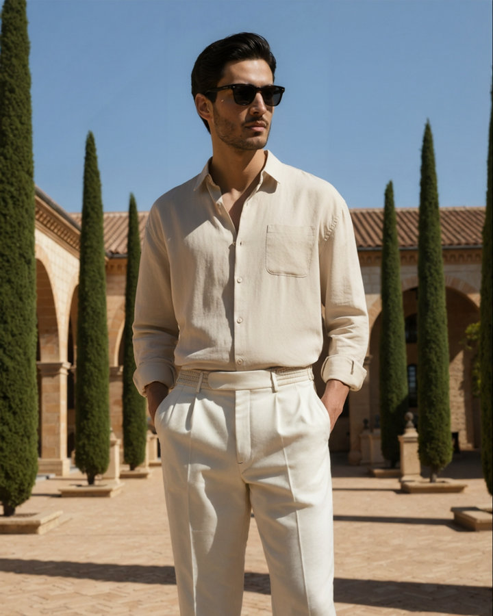 Camicia Uomo in Lino Traspirante Vestibilità Rilassata