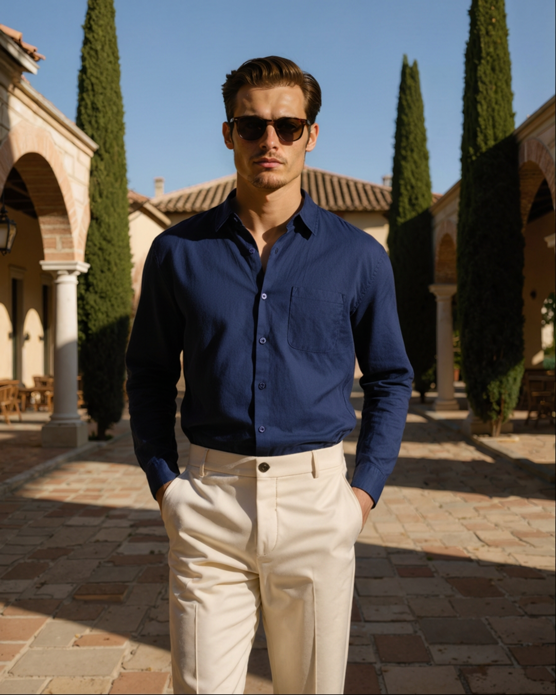Camicia Uomo in Lino Traspirante Vestibilità Rilassata