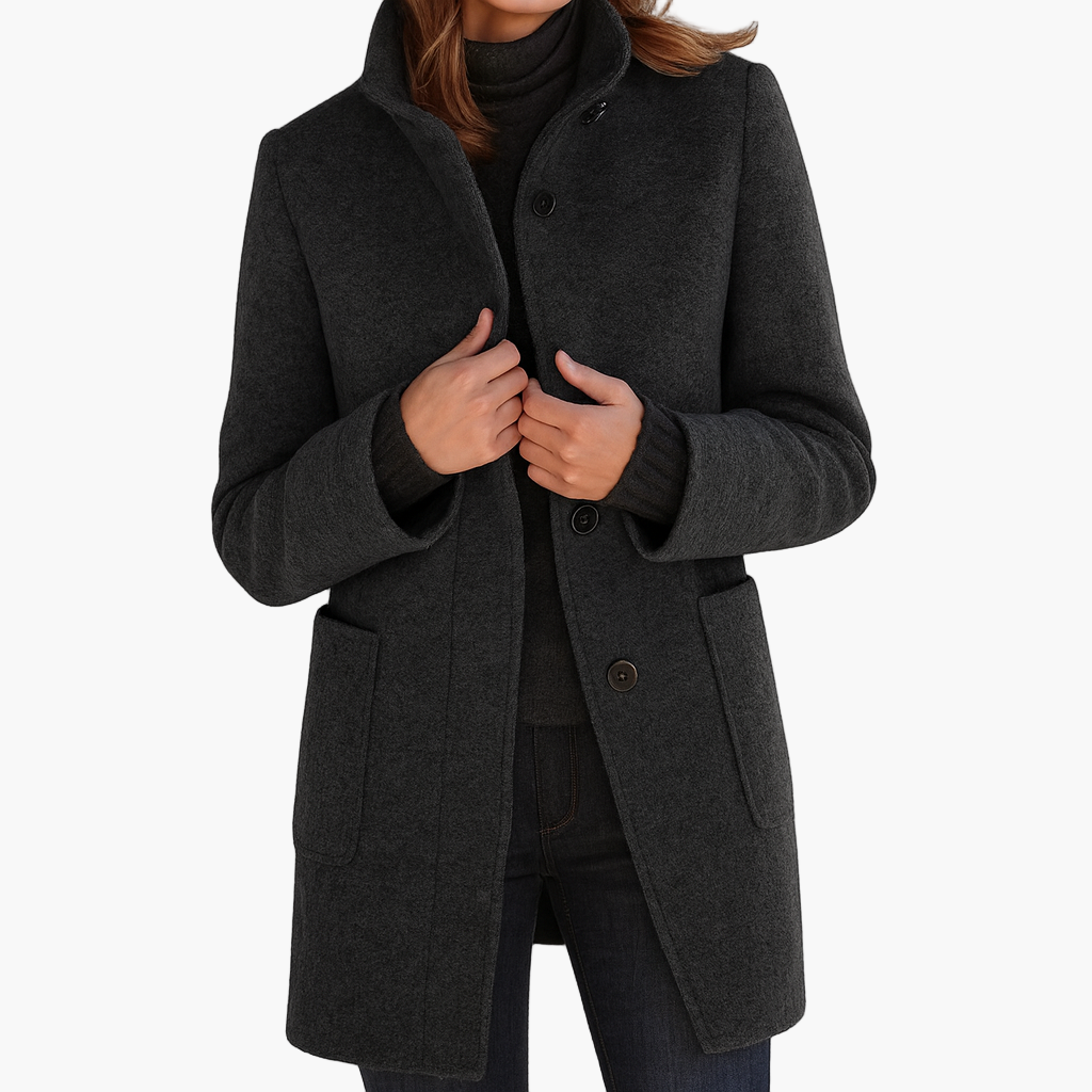Cappotto Corto Donna in Misto Lana Giacca Monopetto Moderna - Vesarelli