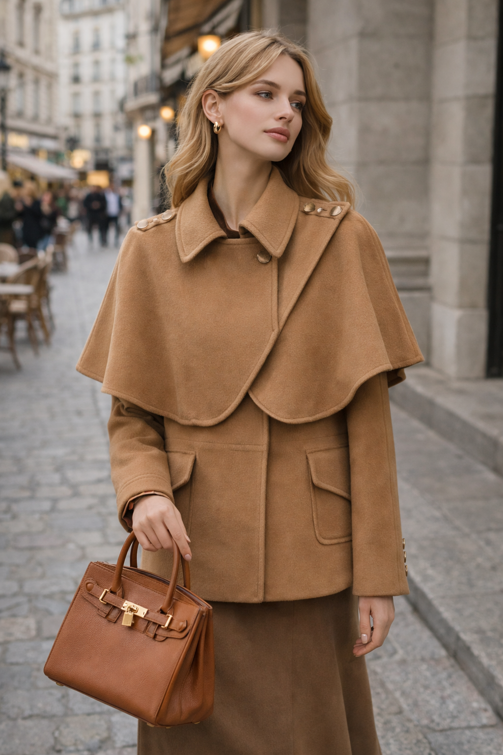Cappotto Donna con Cappa e Vita Regolabile - Vesarelli