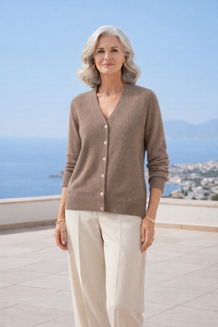 Cardigan Donna in Cashmere Bottoni Scollatura a V - Vesarelli