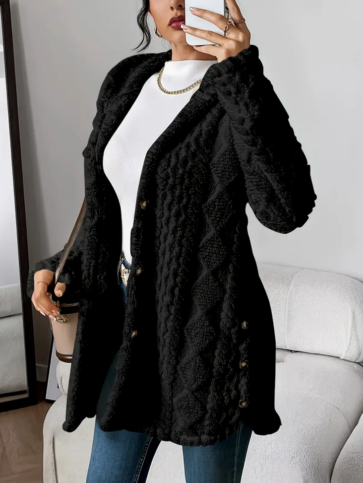 Cardigan Donna Maglia a Trecce Cappuccio Maniche Lunghe Morbido - Vesarelli