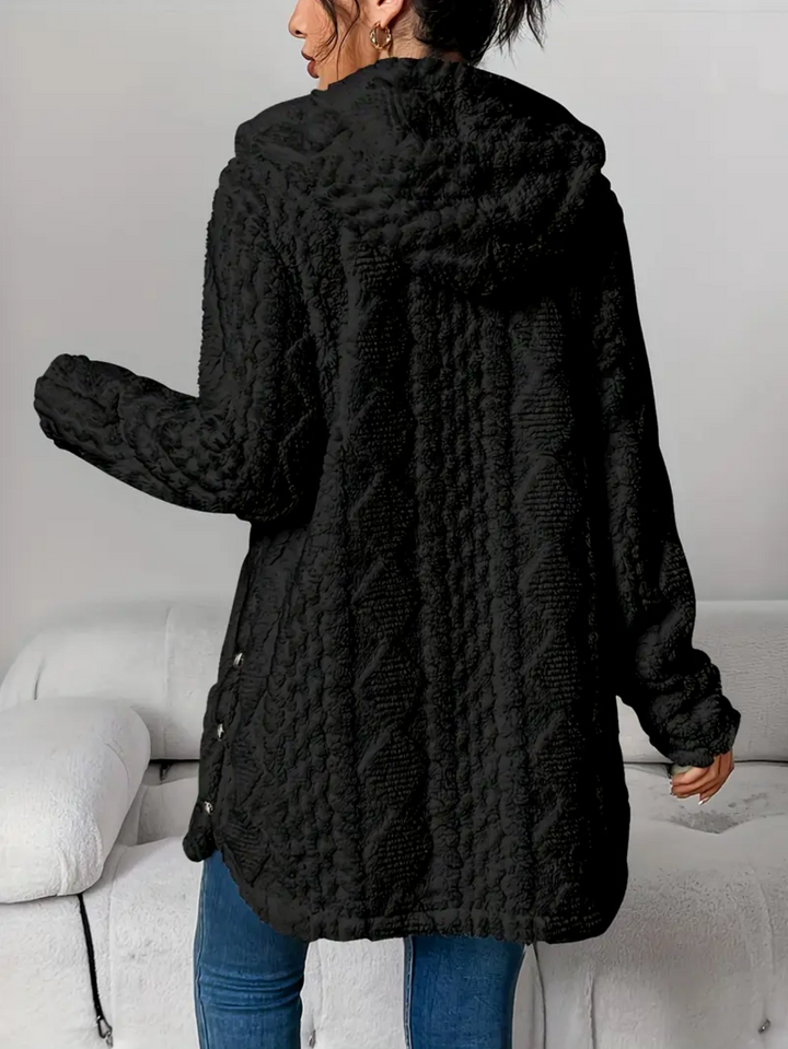 Cardigan Donna Maglia a Trecce Cappuccio Maniche Lunghe Morbido - Vesarelli