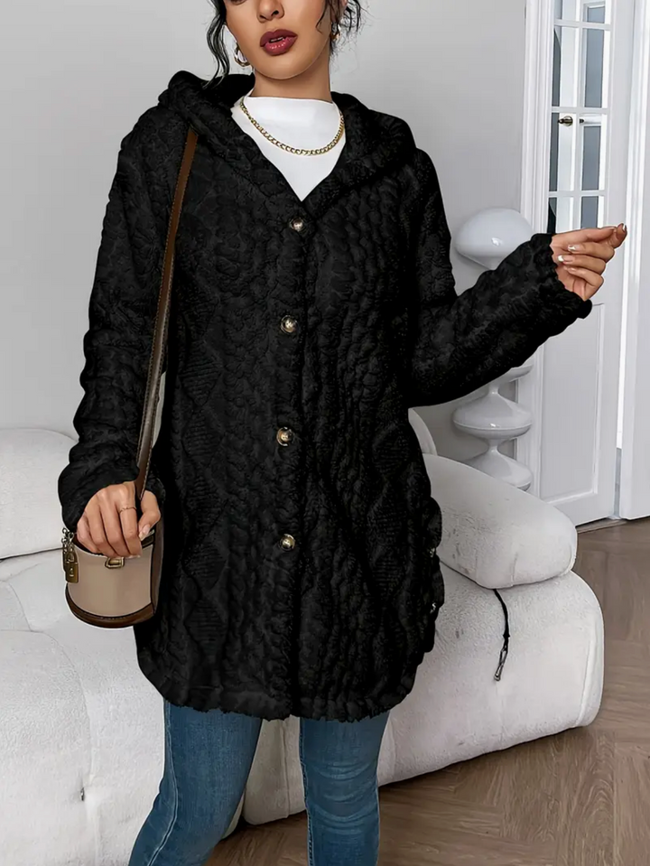 Cardigan Donna Maglia a Trecce Cappuccio Maniche Lunghe Morbido - Vesarelli