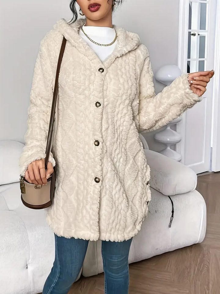 Cardigan Donna Maglia a Trecce Cappuccio Maniche Lunghe Morbido - Vesarelli