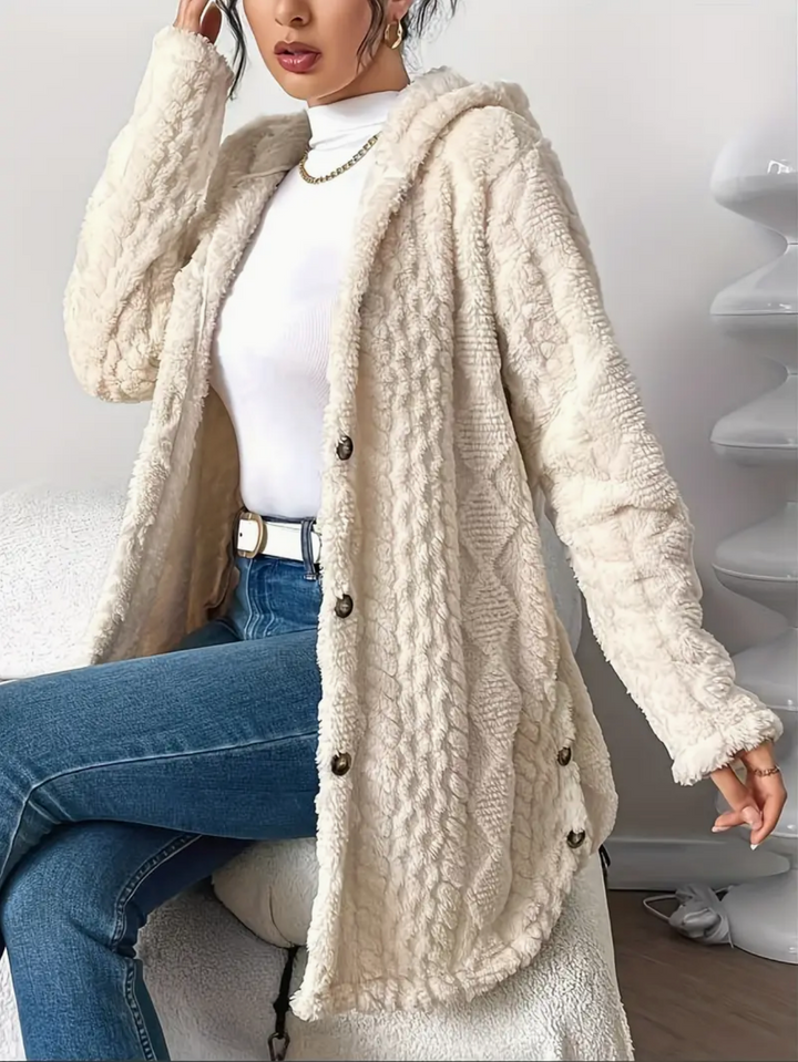 Cardigan Donna Maglia a Trecce Cappuccio Maniche Lunghe Morbido - Vesarelli