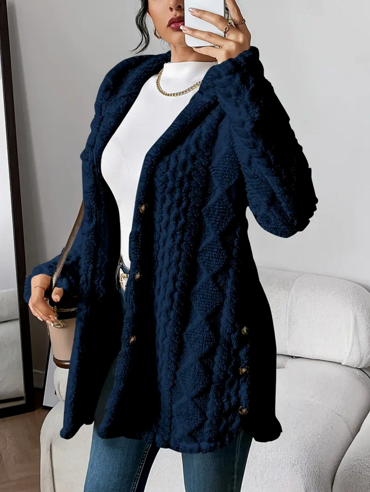 Cardigan Donna Maglia a Trecce Cappuccio Maniche Lunghe Morbido - Vesarelli