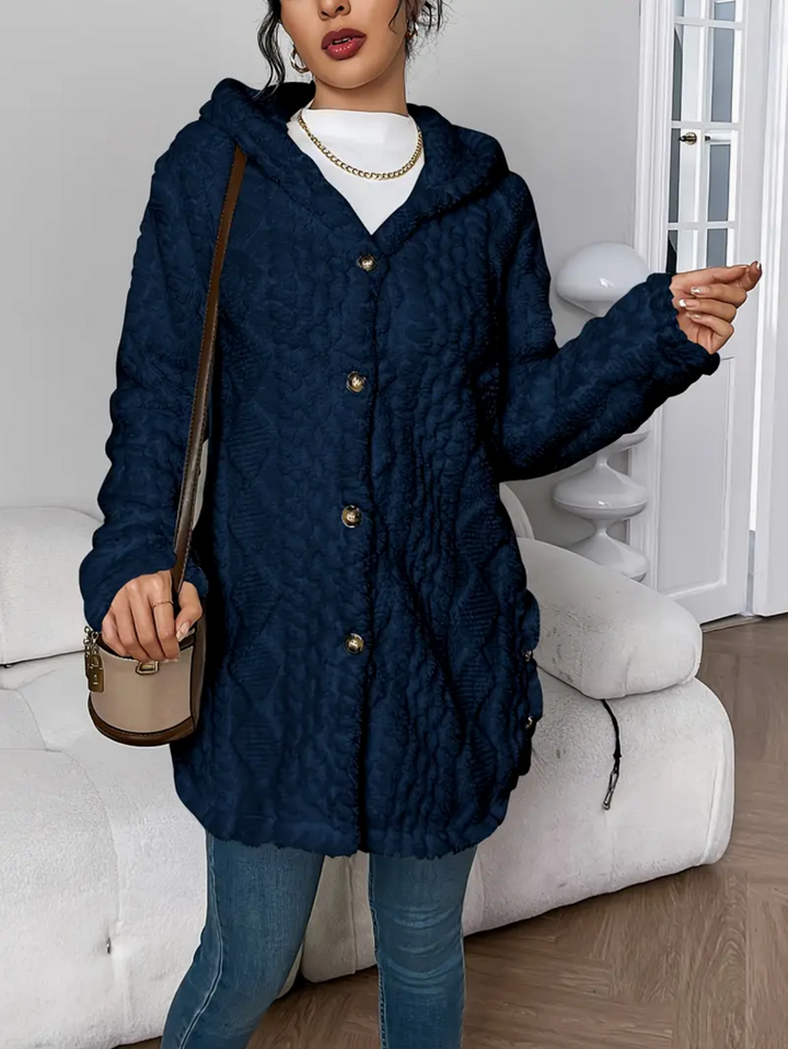 Cardigan Donna Maglia a Trecce Cappuccio Maniche Lunghe Morbido - Vesarelli