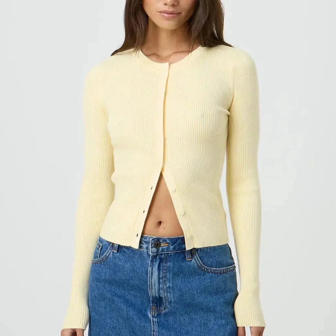 Cardigan Donna Cotone Costine Manica Lunga Slim - Vesarelli