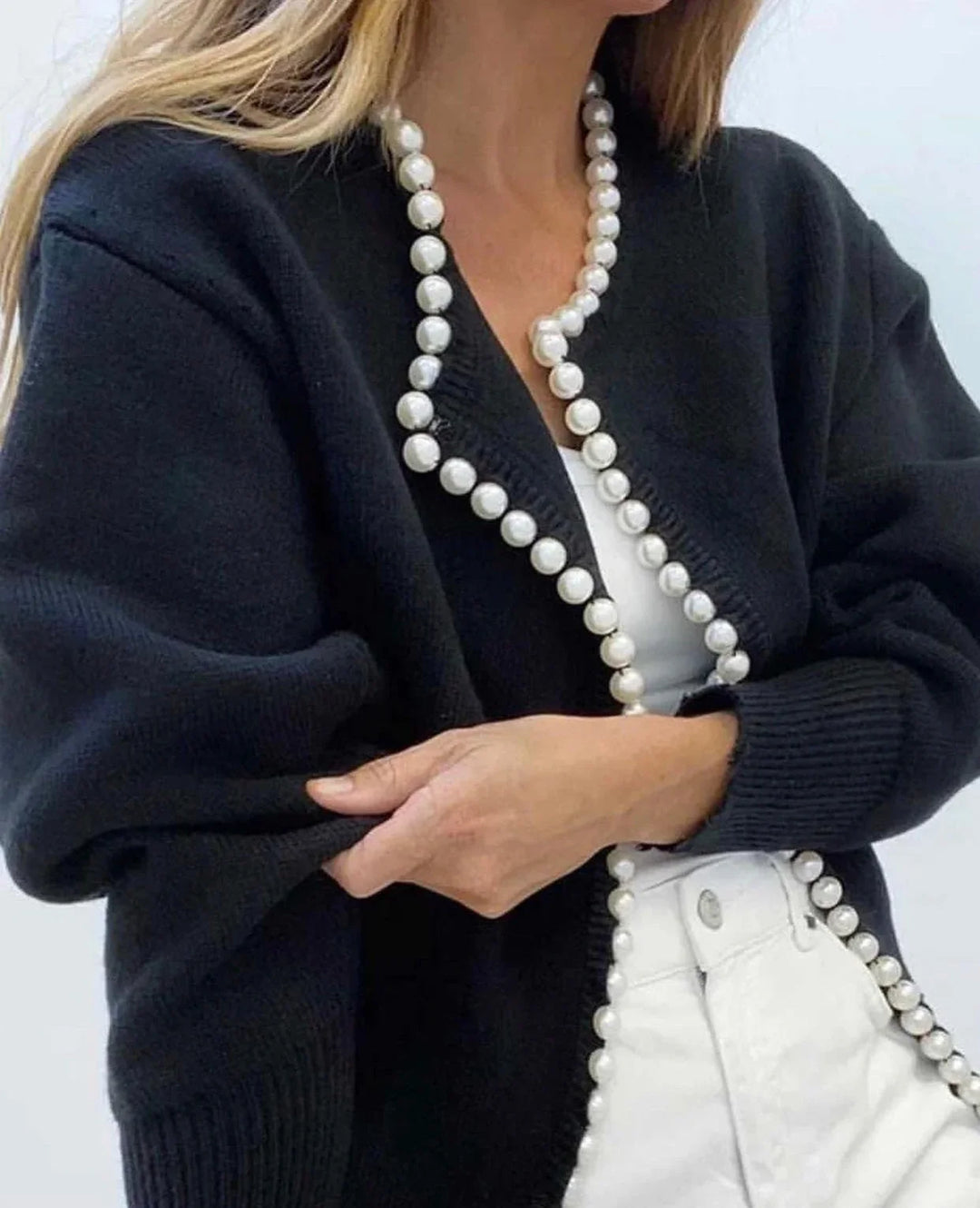 Cardigan Donna con Dettaglio Perle Elegante - Vesarelli