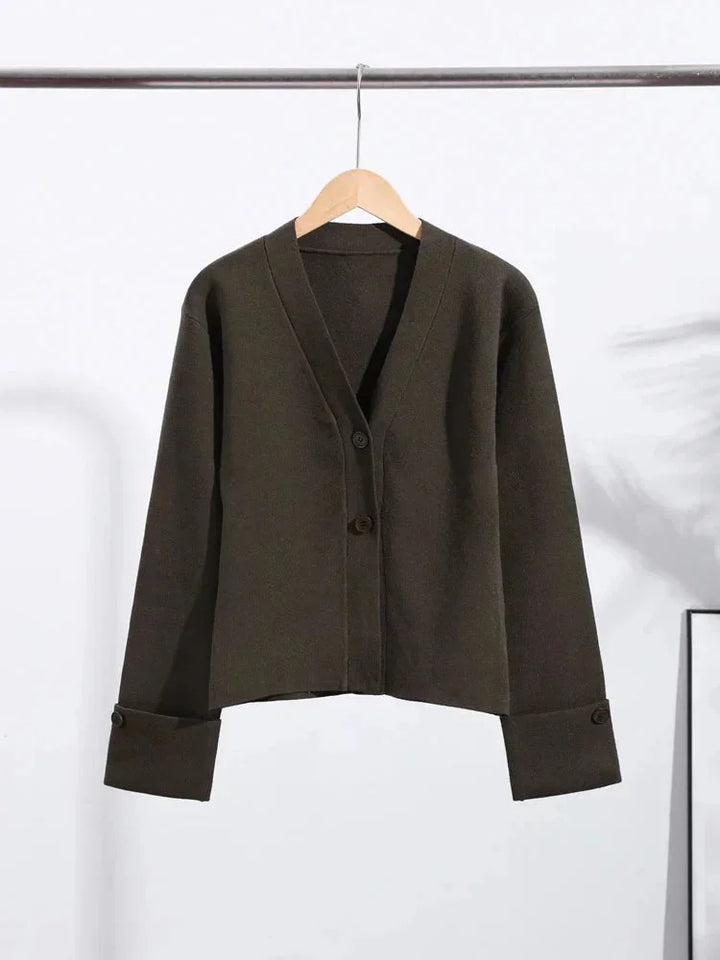 Cardigan blanc pour femme, décontracté, avec boutons et col en V, en tricot doux.