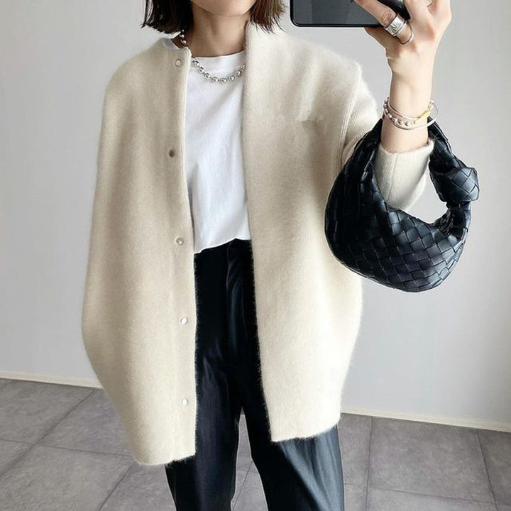 Cardigan Lungo Donna Bottoni Maglione Girocollo Comodo - Vesarelli