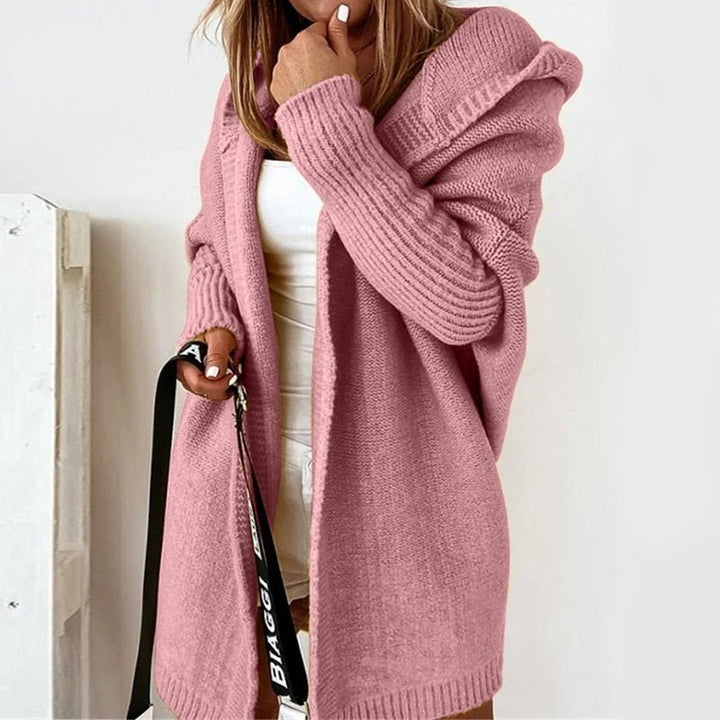 Cardigan Lungo Donna con Cappuccio Casual