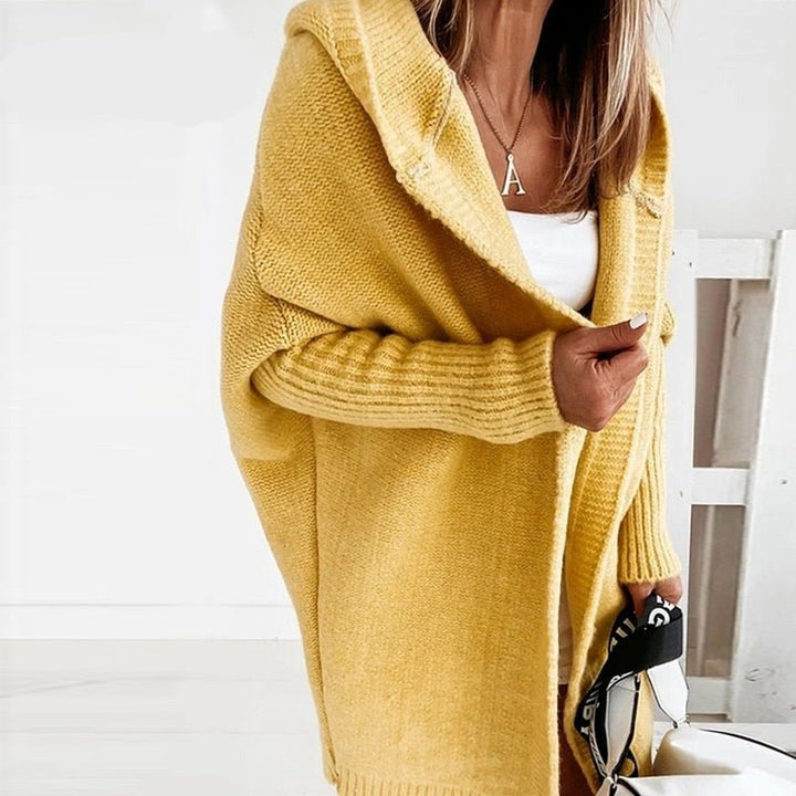 Cardigan Lungo Donna con Cappuccio Casual