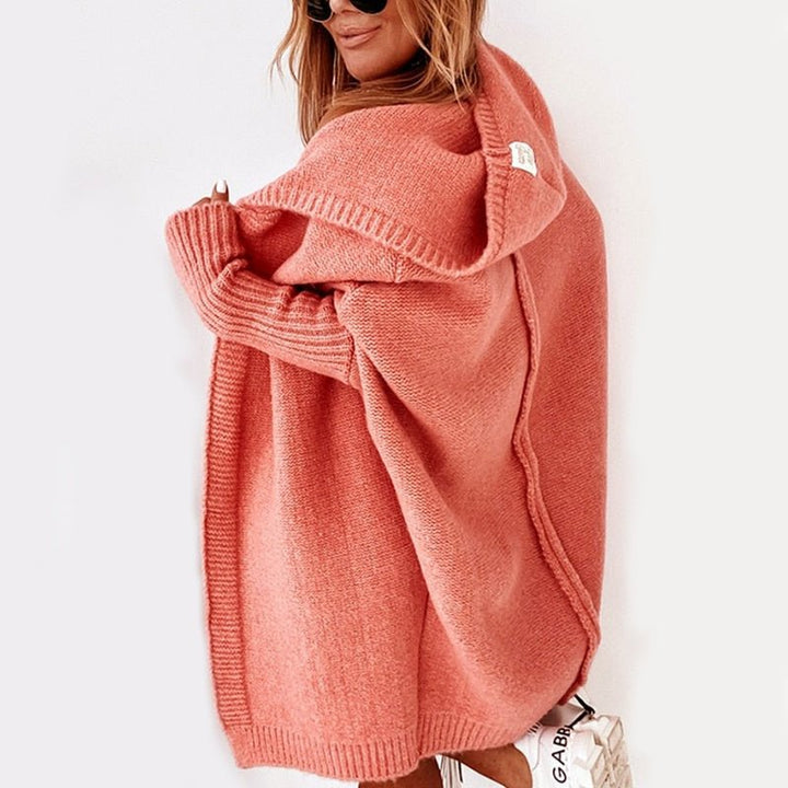 Cardigan Lungo Donna con Cappuccio Casual